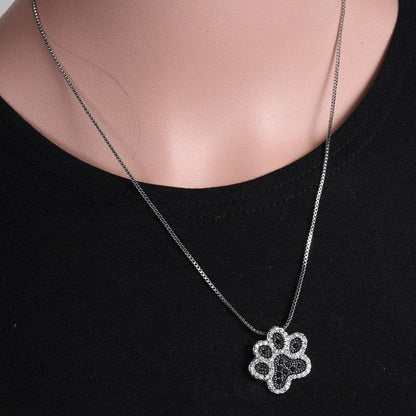 Stunning Rhinestone Cat Paw Pendant Necklace with Chic Design-Cat Paw Pendant Necklace-8-Colydia