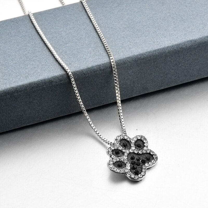 Stunning Rhinestone Cat Paw Pendant Necklace with Chic Design-Cat Paw Pendant Necklace-2-Colydia