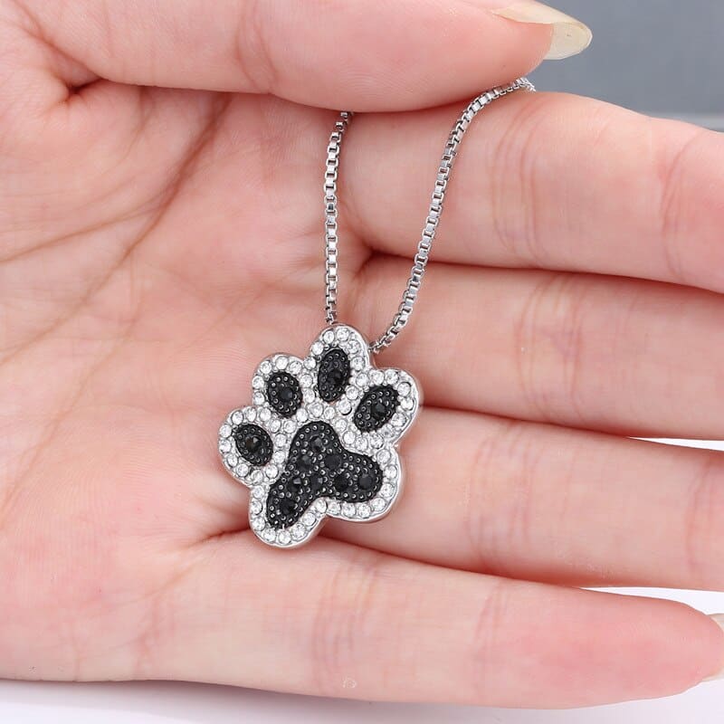 Stunning Rhinestone Cat Paw Pendant Necklace with Chic Design-Cat Paw Pendant Necklace-9-Colydia