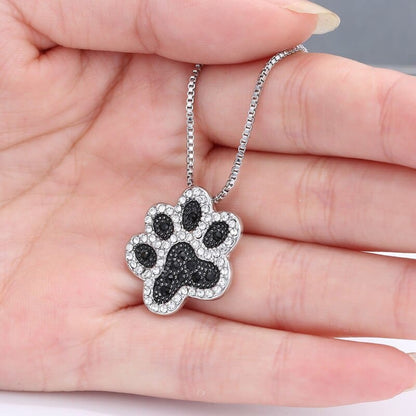 Stunning Rhinestone Cat Paw Pendant Necklace with Chic Design-Cat Paw Pendant Necklace-9-Colydia