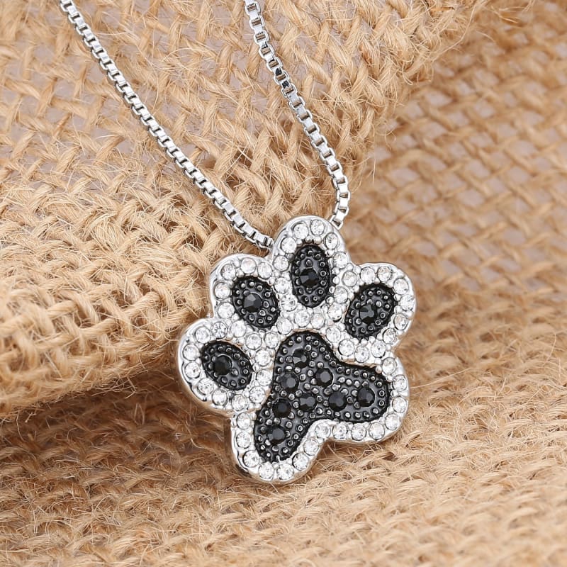 Stunning Rhinestone Cat Paw Pendant Necklace with Chic Design-Cat Paw Pendant Necklace-10-Colydia