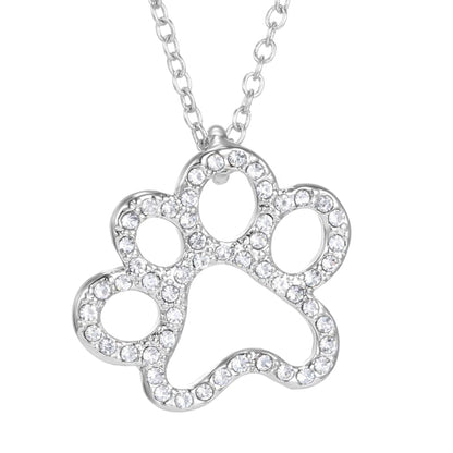 Stunning Rhinestone Cat Paw Pendant Necklace with Chic Design-Cat Paw Pendant Necklace-White Paw-3-Colydia