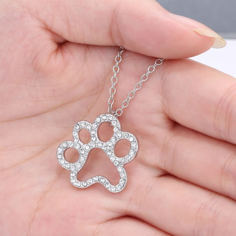 Stunning Rhinestone Cat Paw Pendant Necklace with Chic Design-Cat Paw Pendant Necklace-7-Colydia