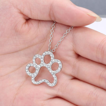 Stunning Rhinestone Cat Paw Pendant Necklace with Chic Design-Cat Paw Pendant Necklace-7-Colydia