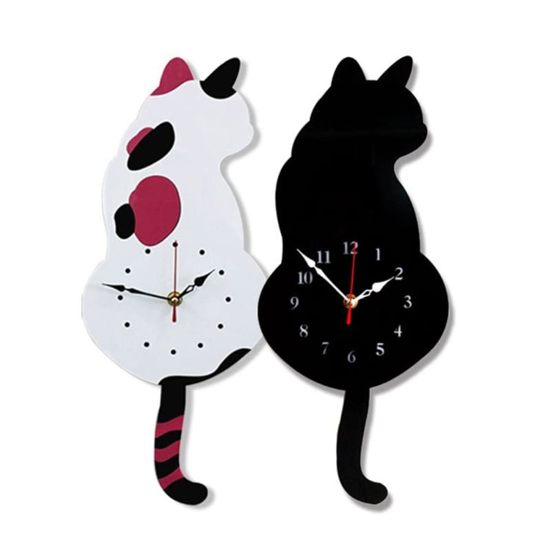 Stunning Acrylic Black Cat Clock with Quartz Movement and Pendulum Tail-Wall Clock-6-Colydia