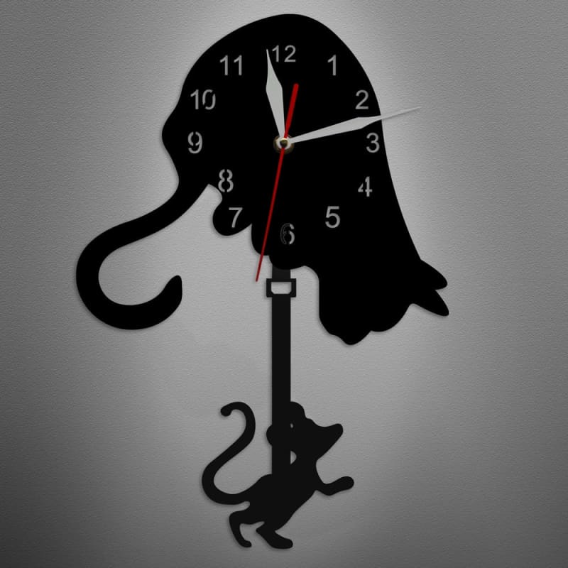 Charming Acrylic Quartz Wall Clock with Pendulum Cat and Mouse Scene-Wall Clock-8-Colydia