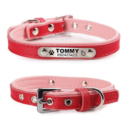 Custom Engraved Pet Collar with Durable PU Leather and Comfort Fit-Custom Engraved Pet Collar-Red-XS-5-Colydia