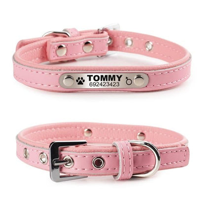 Custom Engraved Pet Collar with Durable PU Leather and Comfort Fit-Custom Engraved Pet Collar-Pink-XS-6-Colydia