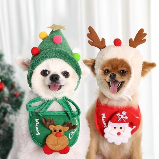 Holiday Pet Costume Bundle: Christmas Hat & Bibs for Cats/Dogs-Pet Costumes-1-Colydia