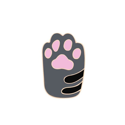 Enamel Cat Paw Pin - Cute Accessories for Jackets & Bags-Enamel Pin-Striped Gray-5-Colydia