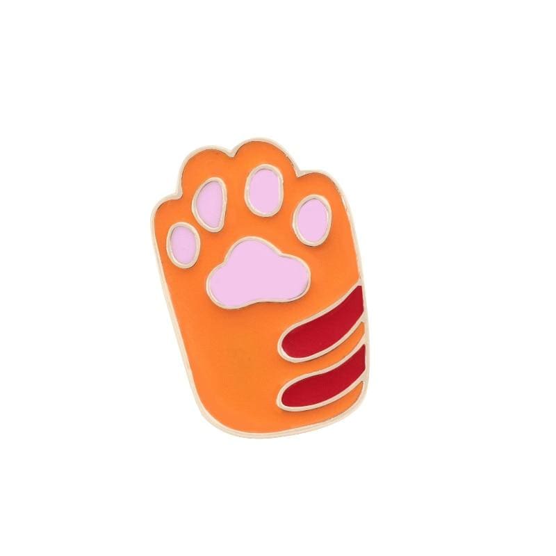 Enamel Cat Paw Pin - Cute Accessories for Jackets & Bags-Enamel Pin-Striped Orange-3-Colydia