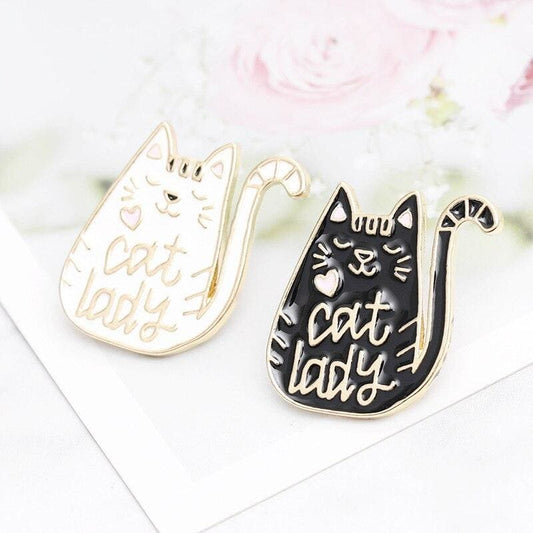 Charming Black & White Female Cat Brooch for Cat Lovers-Cat Brooch-1-Colydia