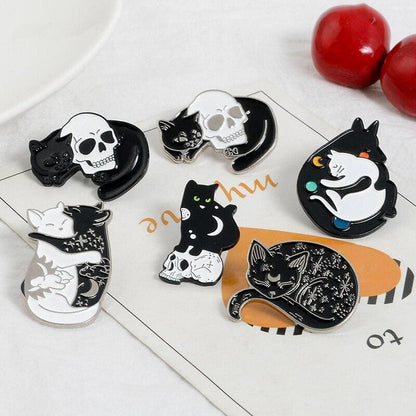 Halloween Skull Cat Brooch - Eco-Friendly Zinc Alloy Enamel Pin-Brooch Pin-3-Colydia