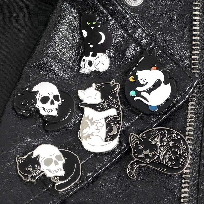 Halloween Skull Cat Brooch - Eco-Friendly Zinc Alloy Enamel Pin-Brooch Pin-2-Colydia