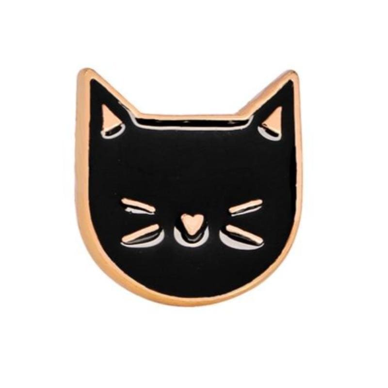 Vintage Enamel Cat Pin Set: Black & White, Zinc Alloy Brooch Pair-Cat Enamel Pins Set-Set of 2 pins-4-Colydia