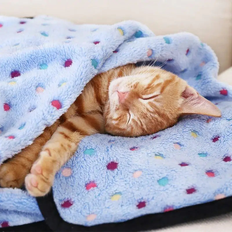 Cozy Soft Kitten Blanket | Large Fleece Throw with Polka Dots-Pet Blanket-1-Colydia