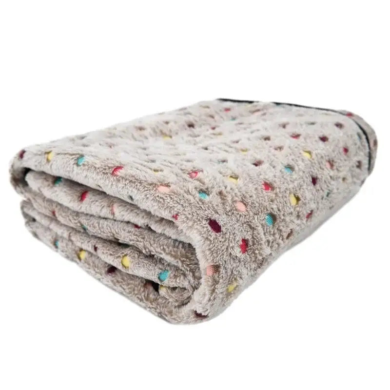 Cozy Soft Kitten Blanket | Large Fleece Throw with Polka Dots-Pet Blanket-Gray-L (104x76cm)-7-Colydia