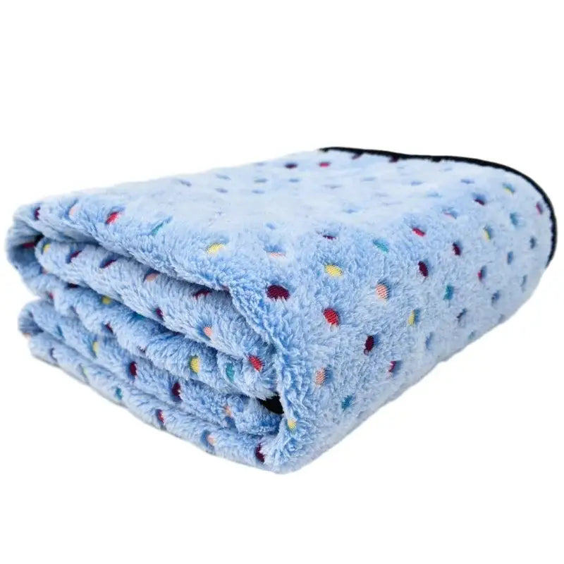 Cozy Soft Kitten Blanket | Large Fleece Throw with Polka Dots-Pet Blanket-Blue-L (104x76cm)-5-Colydia