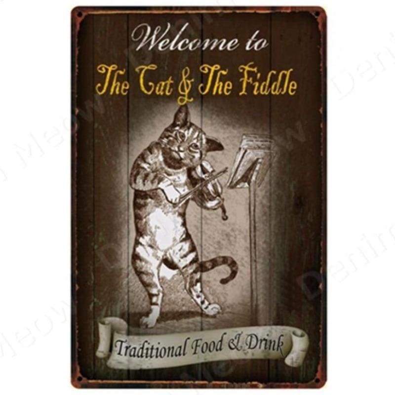 Retro Black Cat Metal Sign – Vintage Wall Decor 20x30cm-Metal Wall Sign-Restaurant (20x30cm)-5-Colydia