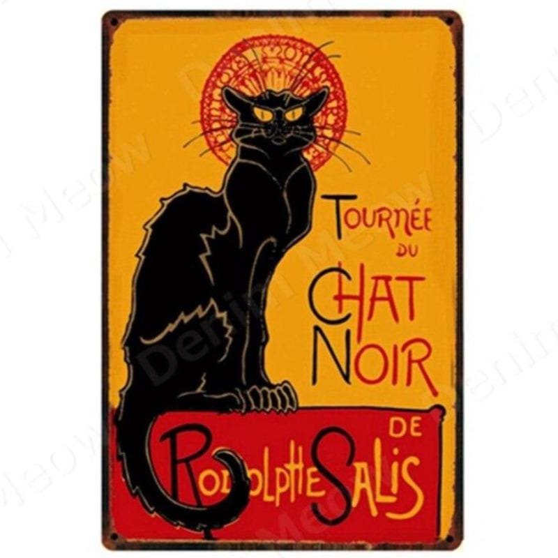 Retro Black Cat Metal Sign – Vintage Wall Decor 20x30cm-Metal Wall Sign-Tour (20x30cm)-1-Colydia