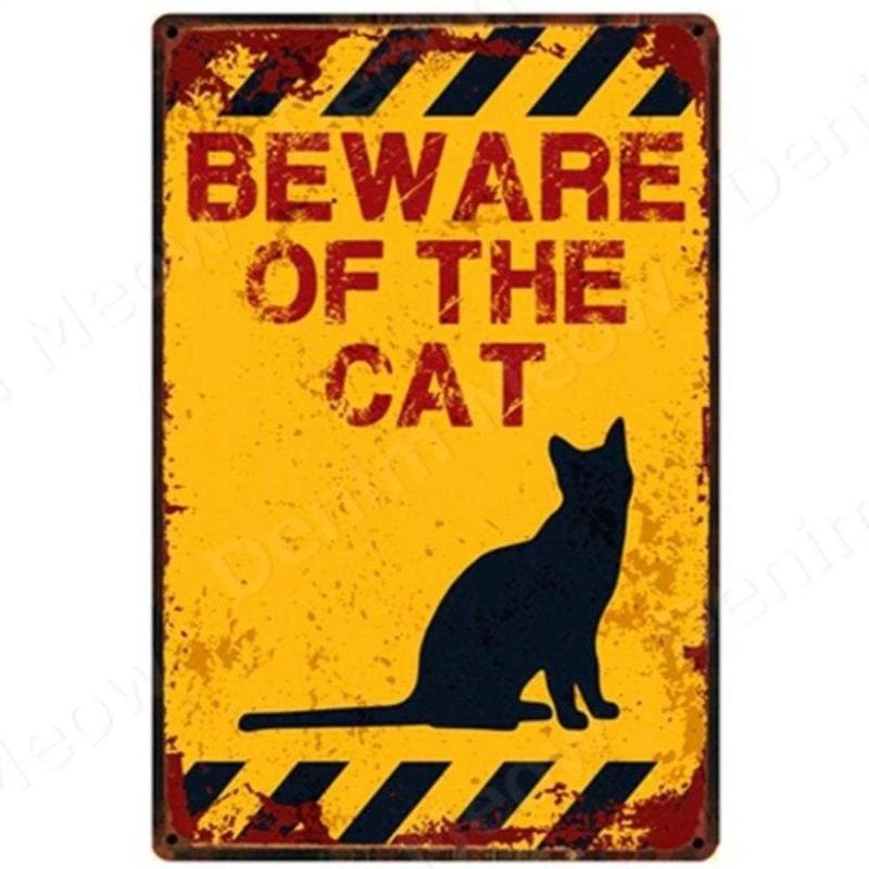 Retro Black Cat Metal Sign – Vintage Wall Decor 20x30cm-Metal Wall Sign-Danger (20x30cm)-2-Colydia