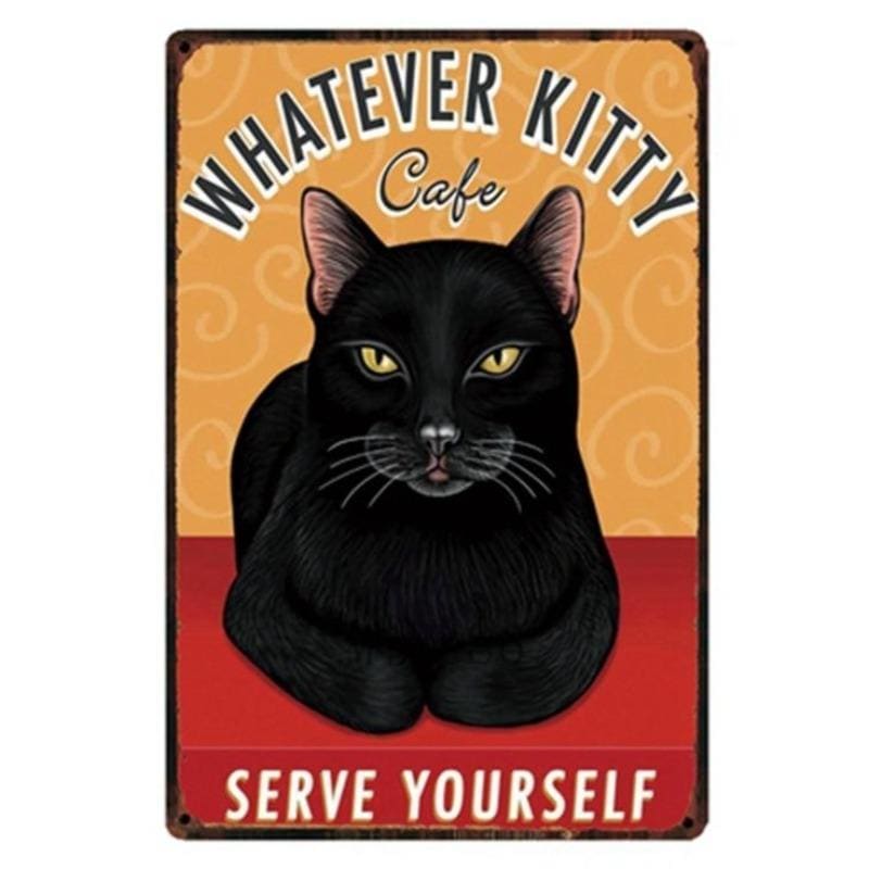 Retro Cat Metal Plaque - Waterproof, Durable 20x30cm Wall Art-Metal Wall Art-Café (20x30cm)-5-Colydia