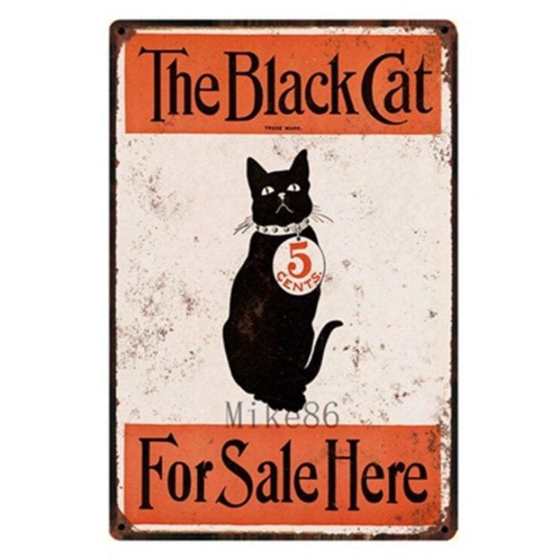 Retro Cat Metal Plaque - Waterproof, Durable 20x30cm Wall Art-Metal Wall Art-For Sale (20x30cm)-3-Colydia