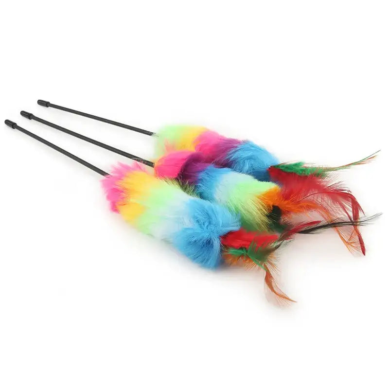 Interactive Multicolored Cat Feather Wand Set of 5 for Playtime-Cat Toys-5 feather wands-3-Colydia