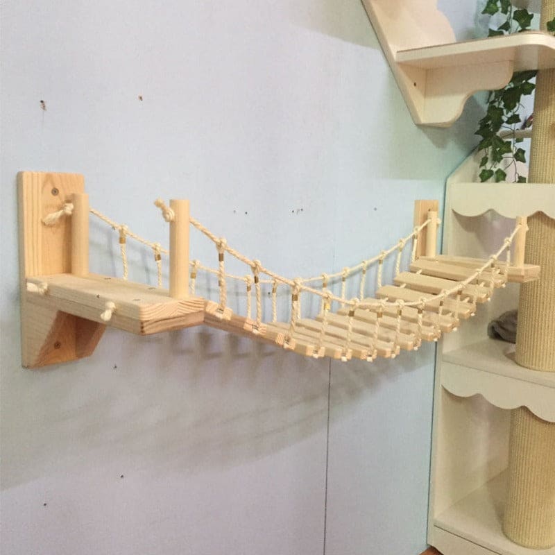 Wooden Cat Bridge Wall-Mounted Jungle Adventure | Easy Installation-Cat Wall Bridge-8-Colydia