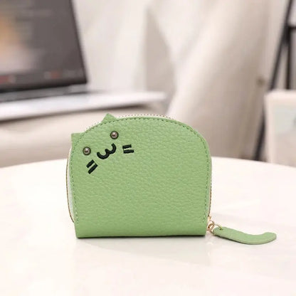 Cute Cat Card Holder with 12 Slots & Anti-Demagnetization Protection-Card Holder-Green-7-Colydia