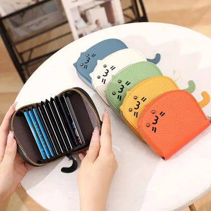 Cute Cat Card Holder with 12 Slots & Anti-Demagnetization Protection-Card Holder-2-Colydia