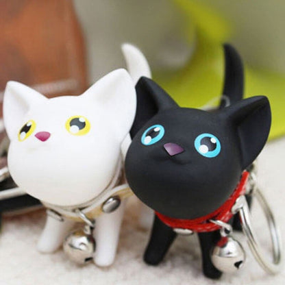 Kawaii Vinyl Cat Bell Keychain - Adorable Rotating Cat Head Charm-**Keychain**-1-Colydia