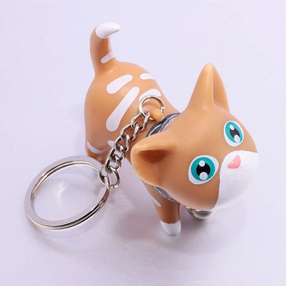 Kawaii Vinyl Cat Bell Keychain - Adorable Rotating Cat Head Charm-**Keychain**-6-Colydia