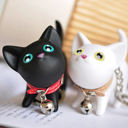 Kawaii Vinyl Cat Bell Keychain - Adorable Rotating Cat Head Charm-**Keychain**-8-Colydia