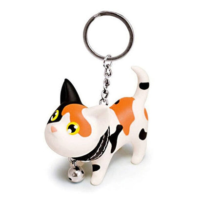 Kawaii Vinyl Cat Bell Keychain - Adorable Rotating Cat Head Charm-**Keychain**-Spotted cat-11-Colydia