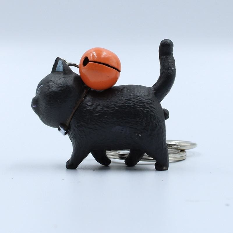 Realistic Kitten Keychain with Bell - Collectible Cat Bell Design-Keychain-Black Cat-9-Colydia