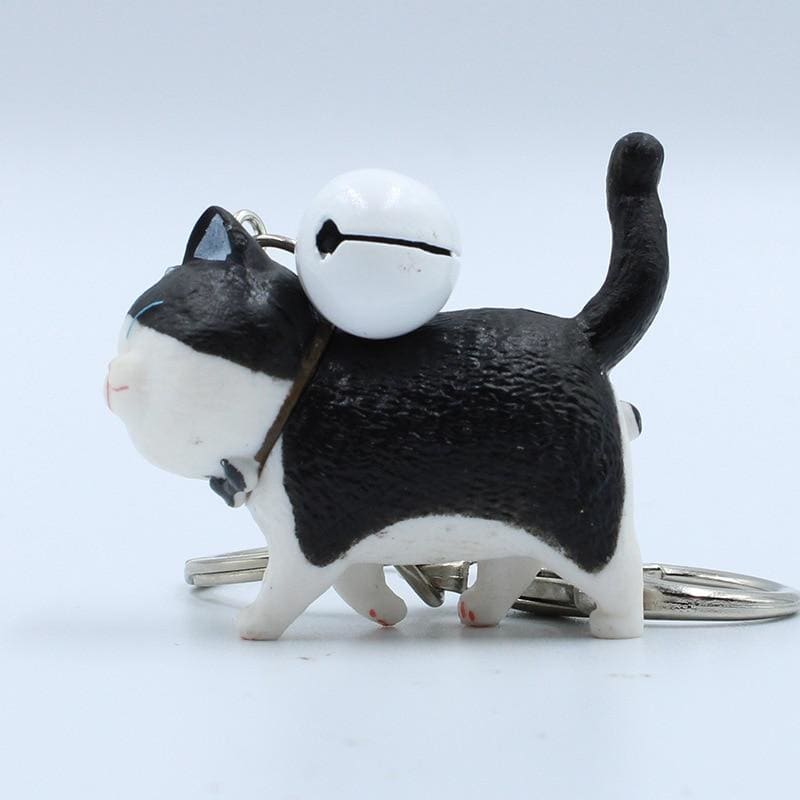 Realistic Kitten Keychain with Bell - Collectible Cat Bell Design-Keychain-Black and White Cat-7-Colydia