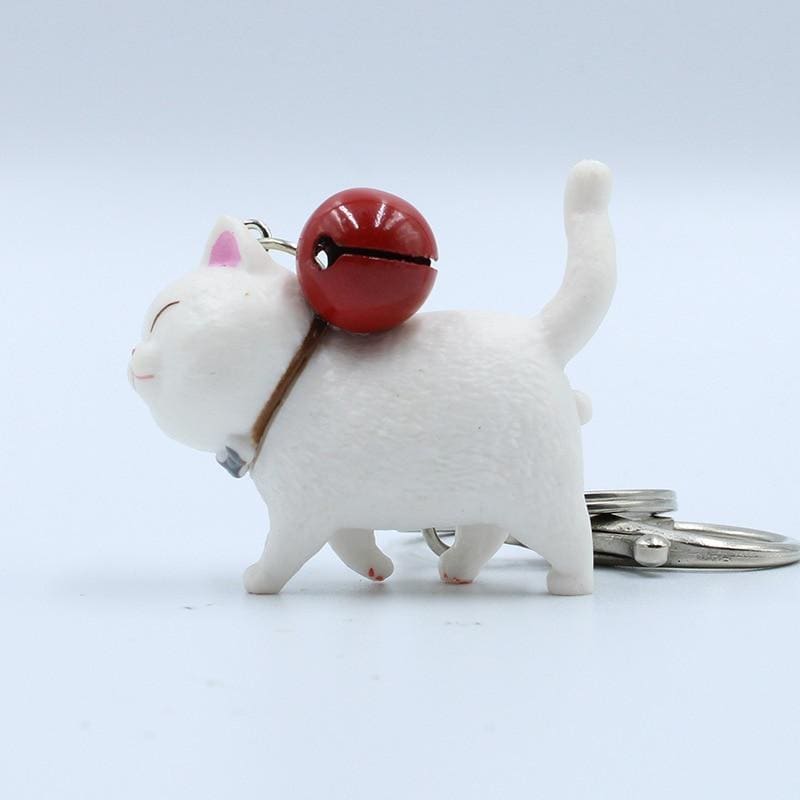 Realistic Kitten Keychain with Bell - Collectible Cat Bell Design-Keychain-White Cat-8-Colydia