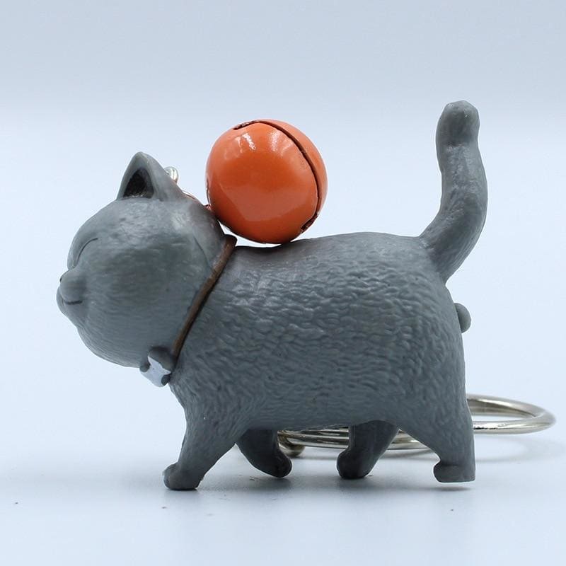 Realistic Kitten Keychain with Bell - Collectible Cat Bell Design-Keychain-Gray Cat-6-Colydia