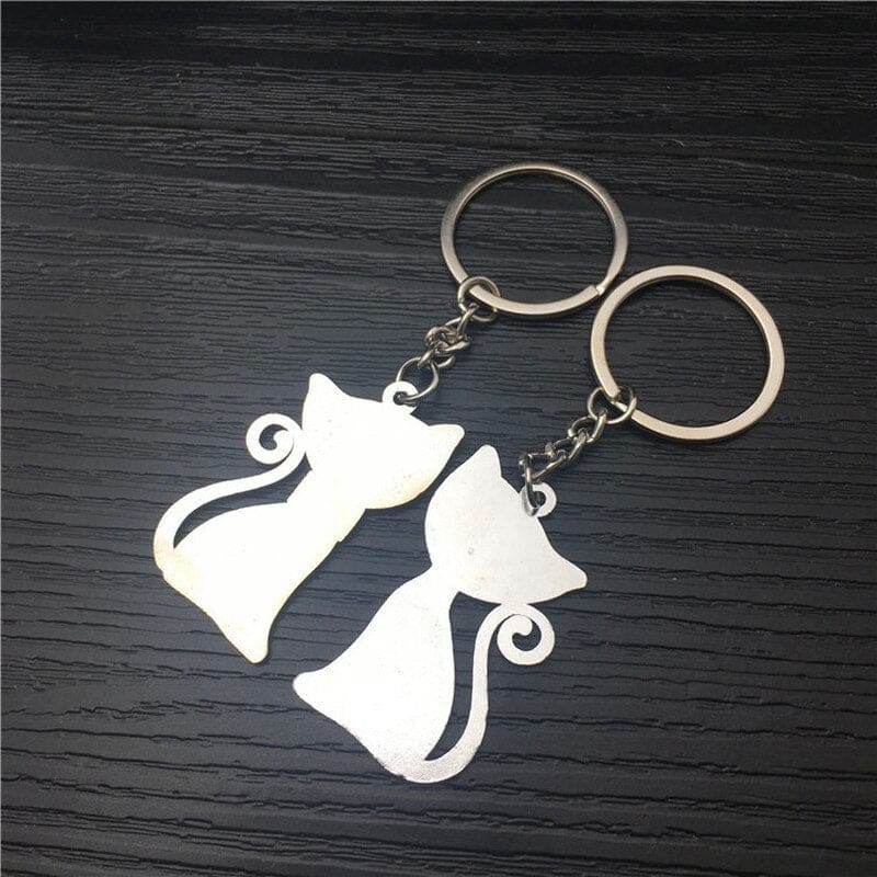 Cat Lover's Zinc Alloy Keychains - Black & White Set of 2-Keychains-3-Colydia