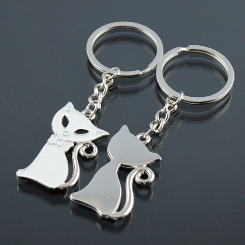 Cat Lover's Zinc Alloy Keychains - Black & White Set of 2-Keychains-6-Colydia