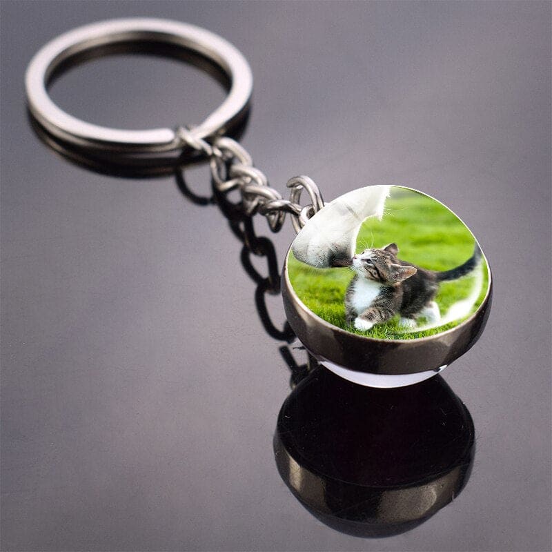 Spherical Glass Cat Keychain - Stylish Feline Charm for Keys-Keychain-Cat and dog-6-Colydia