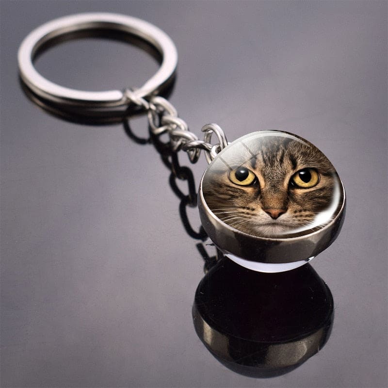 Spherical Glass Cat Keychain - Stylish Feline Charm for Keys-Keychain-Cat eyes-2-Colydia