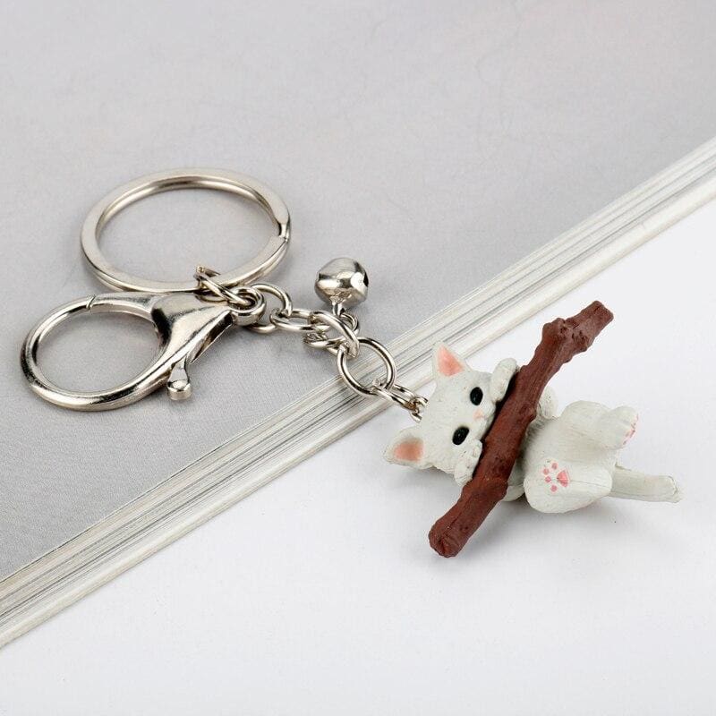 Cute Perched Cat Keychain – Zinc Alloy, Lightweight & Durable-Keychain-Branch Cat-3-Colydia