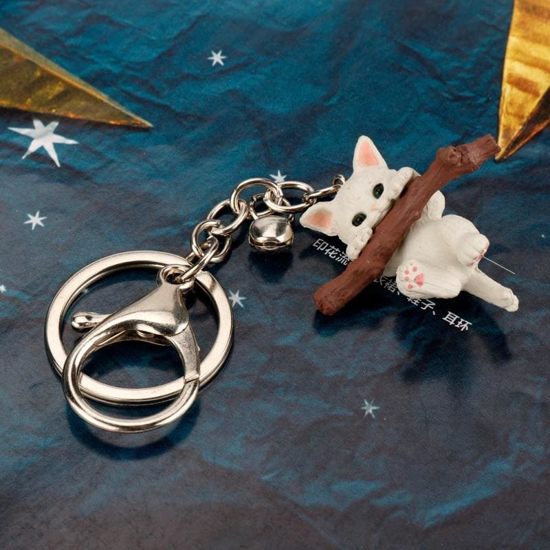 Cute Perched Cat Keychain – Zinc Alloy, Lightweight & Durable-Keychain-Branch Cat-1-Colydia