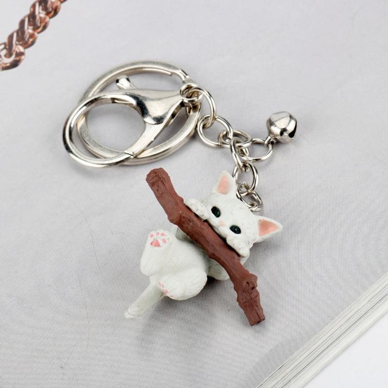 Cute Perched Cat Keychain – Zinc Alloy, Lightweight & Durable-Keychain-Branch Cat-2-Colydia