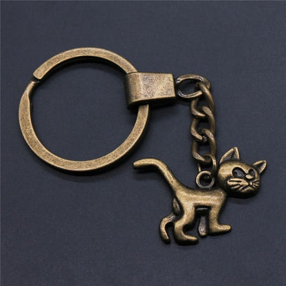 Antique Bronze Cat Keychain - Chic Feline Gift for Cat Lovers-Keychain-Pouting Cat-3-Colydia