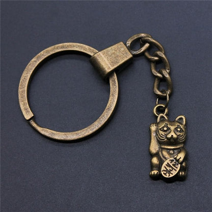 Antique Bronze Cat Keychain - Chic Feline Gift for Cat Lovers-Keychain-Lucky Cat-4-Colydia