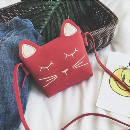 Colorful Faux Suede Cat Wallet for Girls - Cute Japanese Design-Cat Wallet-Red-5-Colydia