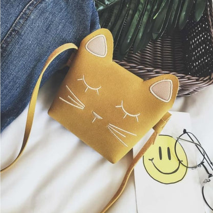 Colorful Faux Suede Cat Wallet for Girls - Cute Japanese Design-Cat Wallet-Yellow-7-Colydia